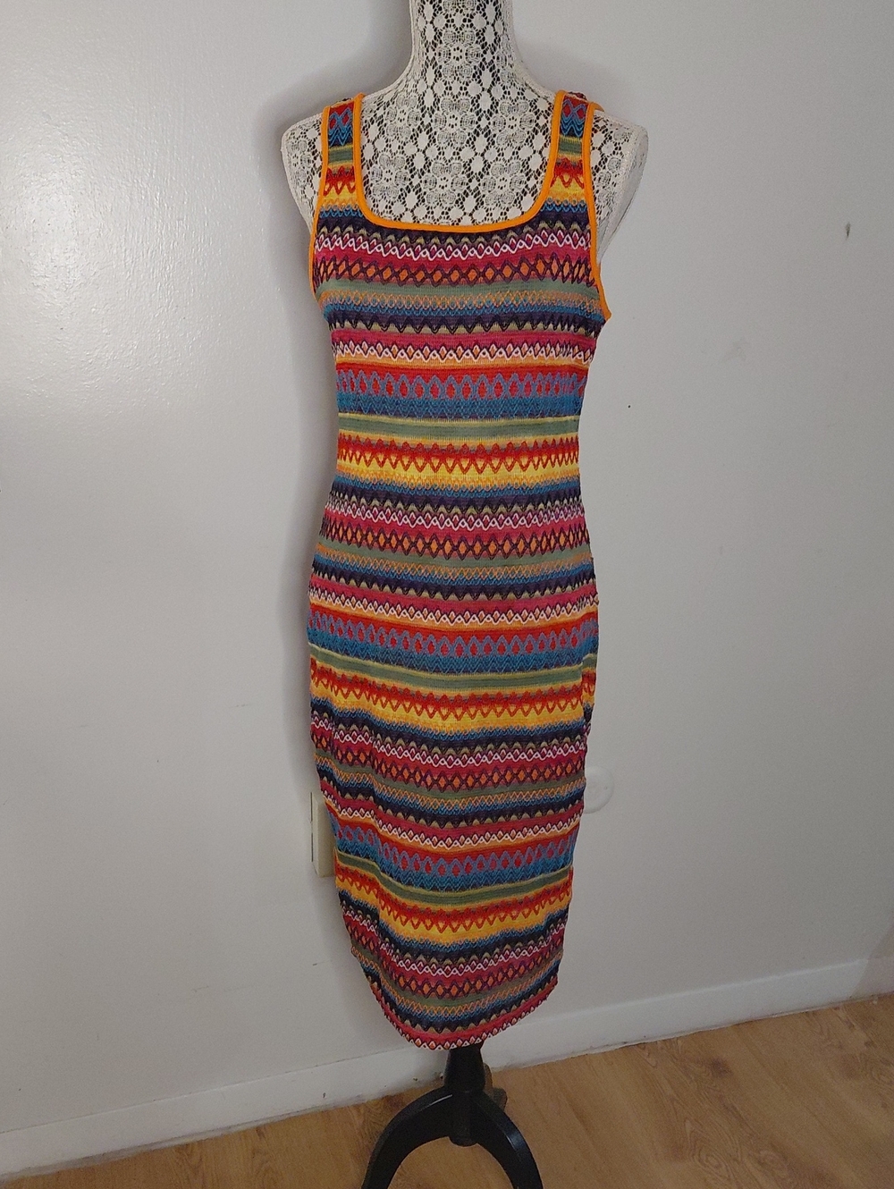 Multicolor Striped Knit Tank Dress